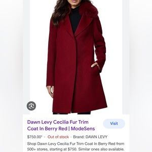 NWT Dawn Levy Cecilia Coat in Red Berry Size Small
